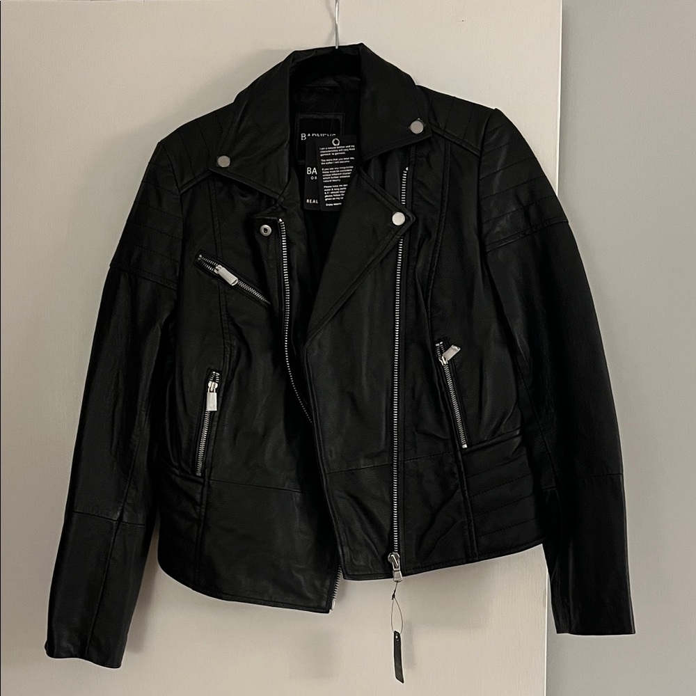 Black Leather Moto Jacket - Brand: Blank